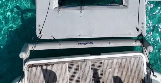 Aerial view of the sun pad on the yacht deck
