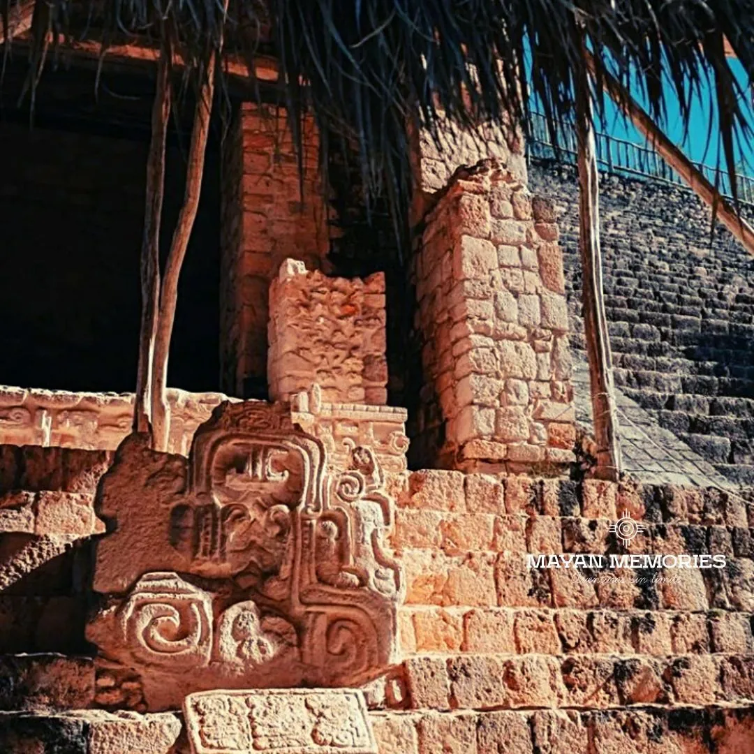 Detail of the stucco reliefs on the Ek Balam Acropolis