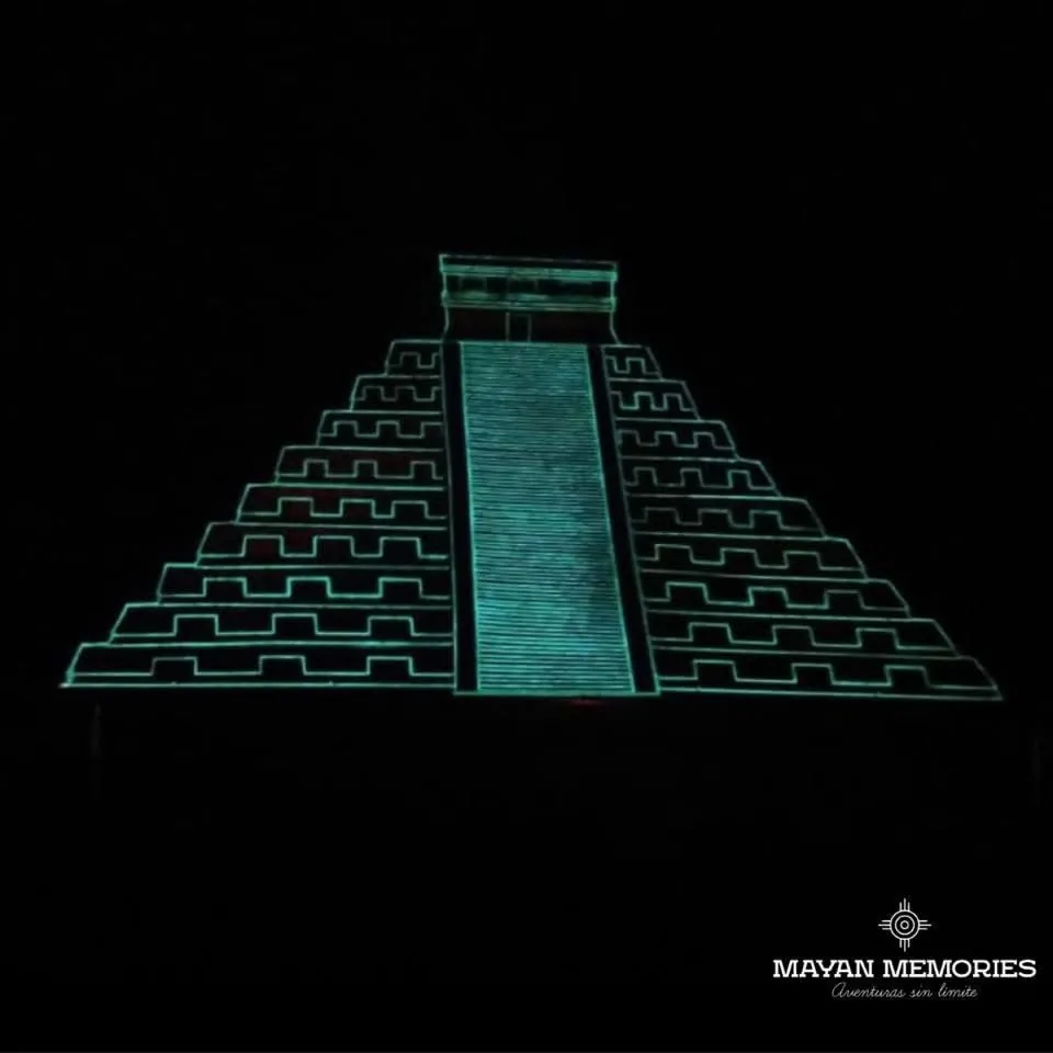 Outline of the pyramid projected in green light in the dark