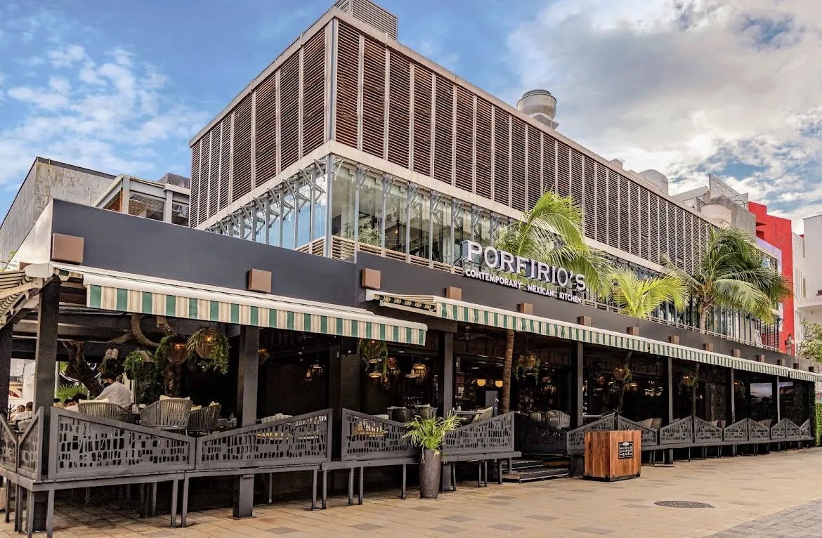Porfirio's facade with terraces and greenery