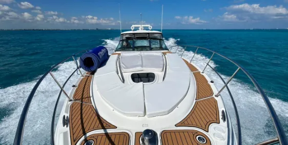 Sea Ray yacht speeding, seen from above